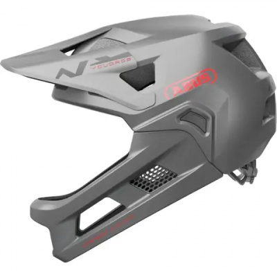 ABUS YouDrop FF Kids Full Face MTB Helmet In SILVER 48-55cm