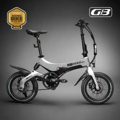 MiRiDER 16 Folding Electric Bike Platinum Silver