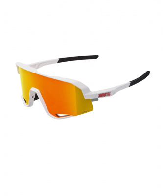 100% 100 Slendale Glasses - Mirror Lens Soft Tact White/ HiPER Red Multilayer