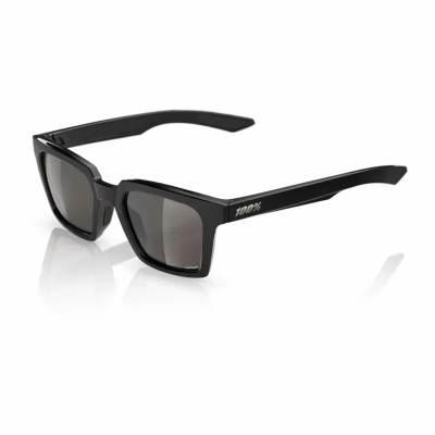100% Erba Glasses In Polished Black/HiPER Crimson-Silver Lens