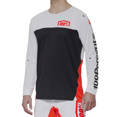 100% 100 R-Core X Long Sleeve Jersey White/ Red