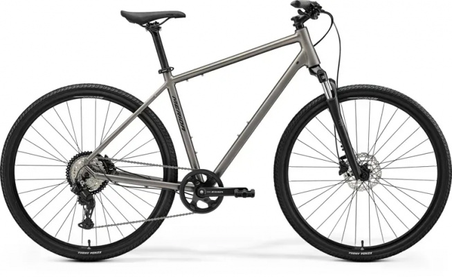 2025 Merida Crossway 20 Hybrid Bike - Silk Warm Slate Grey Black