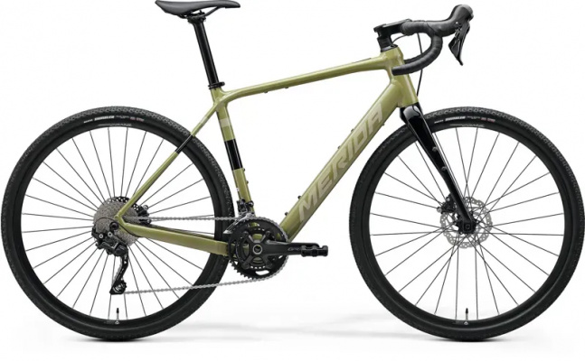 2025 Merida eSilex 400 eGravel Bike - Low Key Green/Brown