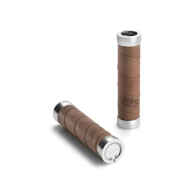 Brooks Slender leather grips dark tan