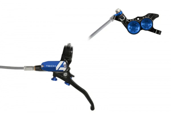 Hope Tech 4 V4 - No Rotor - Black/Blue - BRAIDED