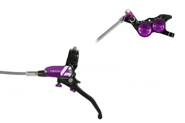 Hope Tech 4 V4 - No Rotor - Black/Purple - BRAIDED