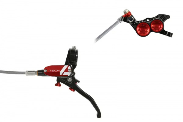 Hope Tech 4 V4 - No Rotor - Black/Red - BRAIDED