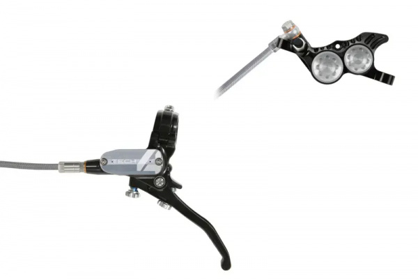 Hope Tech 4 V4 - No Rotor - Black/Silver - BRAIDED