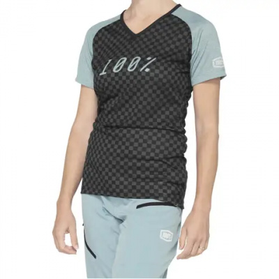 100 Percent Airmatic Womens SS Mtb Jersery Seafoam Checkers