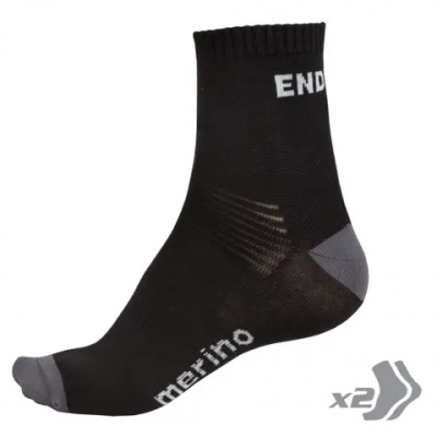 Endura BaaBaa Merino Socks 2 Pack Black