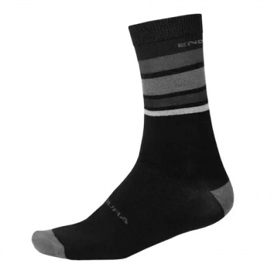 Endura BaaBaa Merino Stripe Socks Matt Black/Stripe
