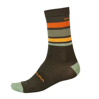 Endura BaaBaa Merino Stripe Socks Olive Green