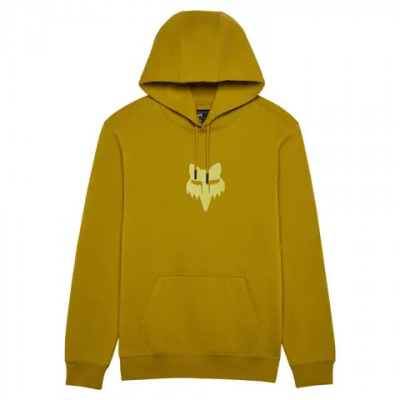 Fox Fox Head Fleece Pullover Hoodie Mustard