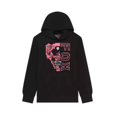 Fox Image Skull Fleece Youth Pullover Hoodie Black