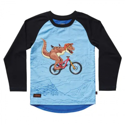 Kids Ride Shotgun Dino Windproof Kids LS Jersey Blue/Black