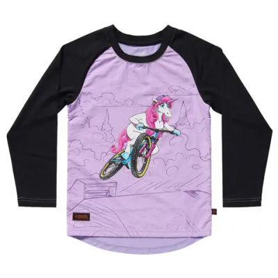 Kids Ride Shotgun Unicorn Windproof Kids LS Jersey Pink/Black
