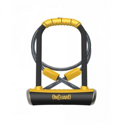 OnGuard Pitbull DT 8005 Key D Lock with Cable Diamond Sold Secure Rating Black/Yellow