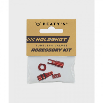 Peatys Holeshot Fast Flow Tubeless Valves Accessory Kit Red