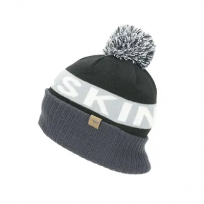SealSkinz Foulden Water Repellent Cold Weather Bobble Hat Black/Grey/White