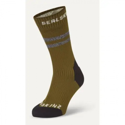 SealSkinz Runton Waterproof Cold Weather Mid Length Sock with Hydrostop Olive