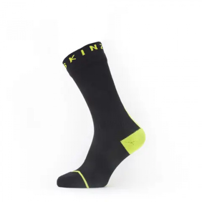 SealSkinz Waterproof All Weather Mid Length Sock with Hydrostop Black/Yellow