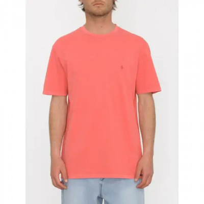 Volcom Solid Stone EMB Short Sleeve Tee Shirt Washed Ruby