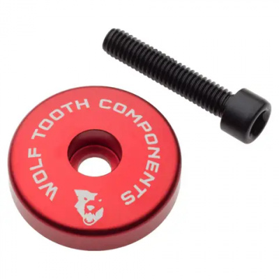 Wolf Tooth Ultralight Stem Cap with Integrated Spacer Red