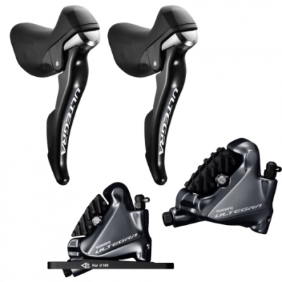 Shimano Ultegra R8020 Hydraulic Disc STI Levers & R8070 Flat Mount Disc Brake Set