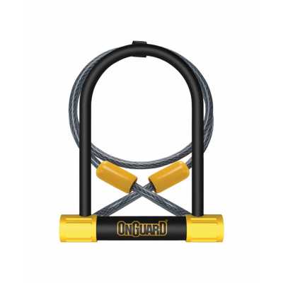 OnGuard Bulldog D-Lock Sold Secure Silver and Cable
