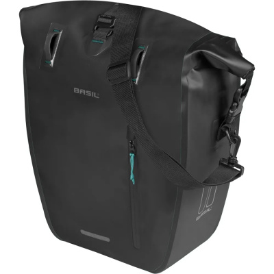 Basil Rivo Tarpaulin MIK Hooks Large Single Pannier Bag in Black - 25-31L