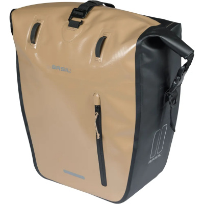 Basil Rivo Tarpaulin MIK Hooks Large Single Pannier Bag in Sand and Black - 25-31L