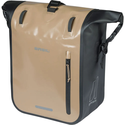 Basil Rivo Tarpaulin MIK Hooks Medium Single Pannier Bag in Sand and Black - 12-15L