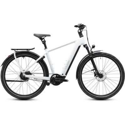 Cube Kathmandu Hybrid Deluxe Pro 800Wh Electric Hybrid Bike in Metallicwhite and Chrome