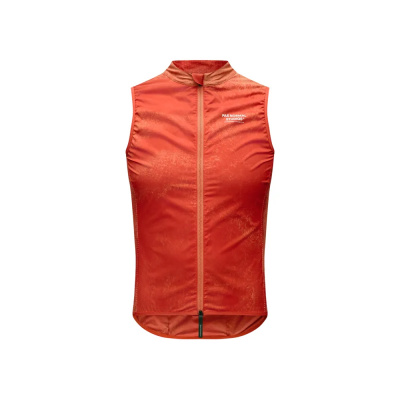Pas Normal Studios Mechanism Stow Away Gilet in AOP Hibiscus Orange