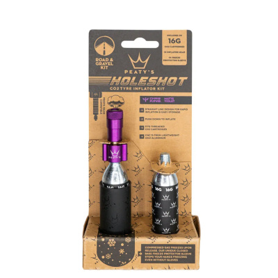 Peaty's Holeshot CO2 Tyre Inflator in Violet - Road And Gravel 16g