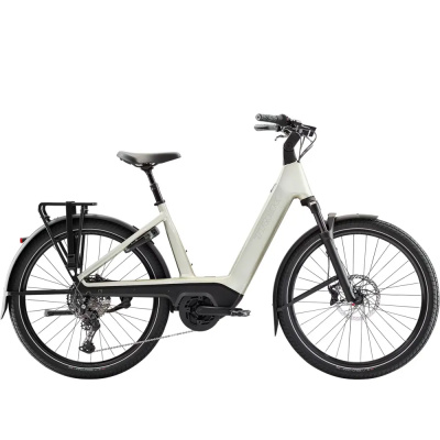 TREK Charter+ 5 R10 800Wh Lowstep Electric Hybrid Bike in Lunar Silver