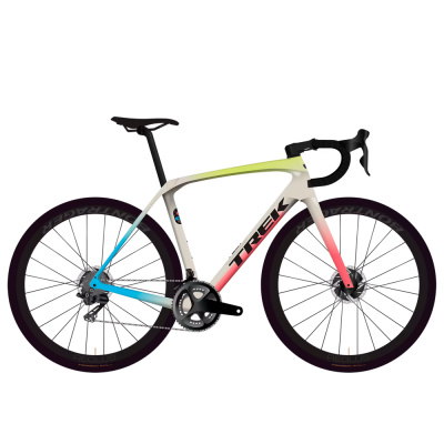 TREK Domane SL 5 Gen 4 Road Bike in Era White Glowstick and Coral Fade