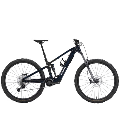 TREK Fuel+ EX 5 Gen 2 580Wh Electric Full Suspension Mountain Bike in Trek Black and Purple Flip Splatter