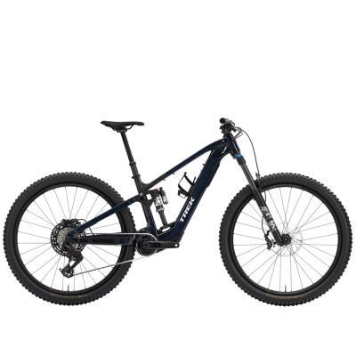 TREK Fuel+ EX 8 Gen 2 580Wh Electric Full Suspension Mountain Bike in Trek Black and Purple Flip Splatter