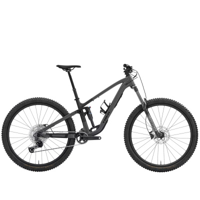 TREK Fuel EX 5 Full Suspension Mountain Bike in Lithium Grey and Trek Black Splatter