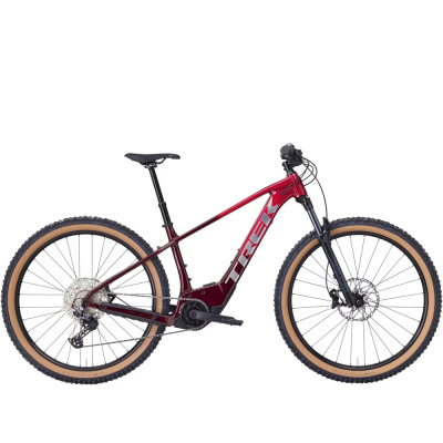 TREK Marlin + 8 Electric Mountain Bike in Fury Red and Lithium Fade