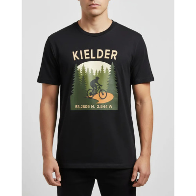 Team Cycles Kielder Forest Mountain Biker T-Shirt in Black
