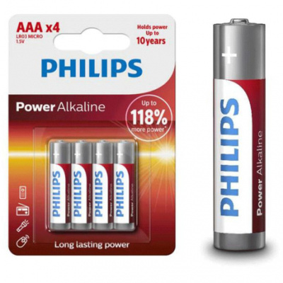 Philips POWER ALKALINE BATTERY LR03 AAA CELL X