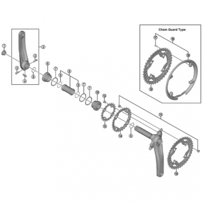 Shimano FC-M4000 chain guard and fixing bolts