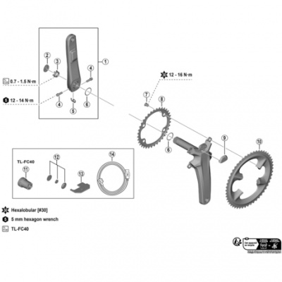 Shimano FC-R8100 clamp screw with washer  M6 x 19 mm