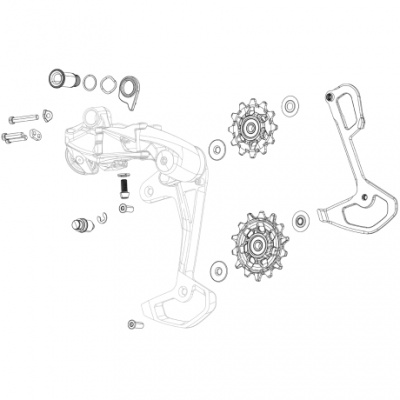 Sram Rear Derailleur Pulley Kit XX TType Eagle AXS Includes 14T Upper And 16T Lower Metal Spider Pulley 2 Aluminum Pulley Screws