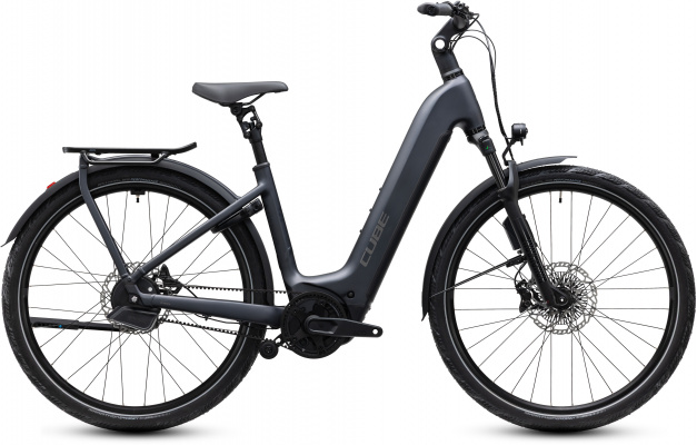 Cube 2027 Kathmandu Hybrid Deluxe EXC 800 Electric Bike With Belt Drive & Hub Gears in Stealth Grey & Grey