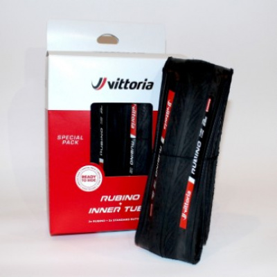 Vittoria Rubino V Folding 700c Road Bike Tyres Twin Pack with 2 x Innertubes