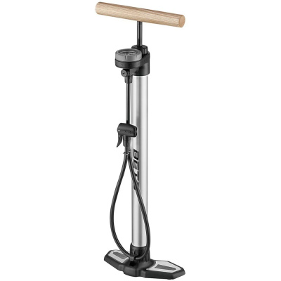 Beto MP153AGW Alloy Track Pump with Gauge and Wooden Handle