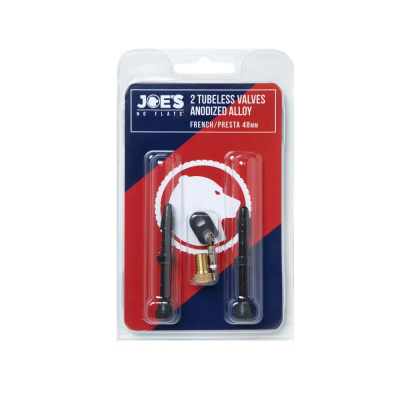 Joe's No Flats Tubeless Anodized Black Presta Valves 48mm